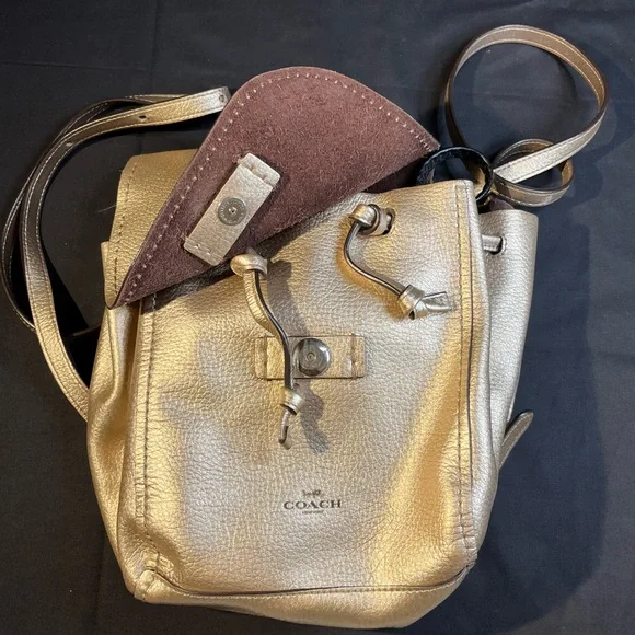 Coach Gold Convertible Backpack Crossbody - Picture 4 of 9